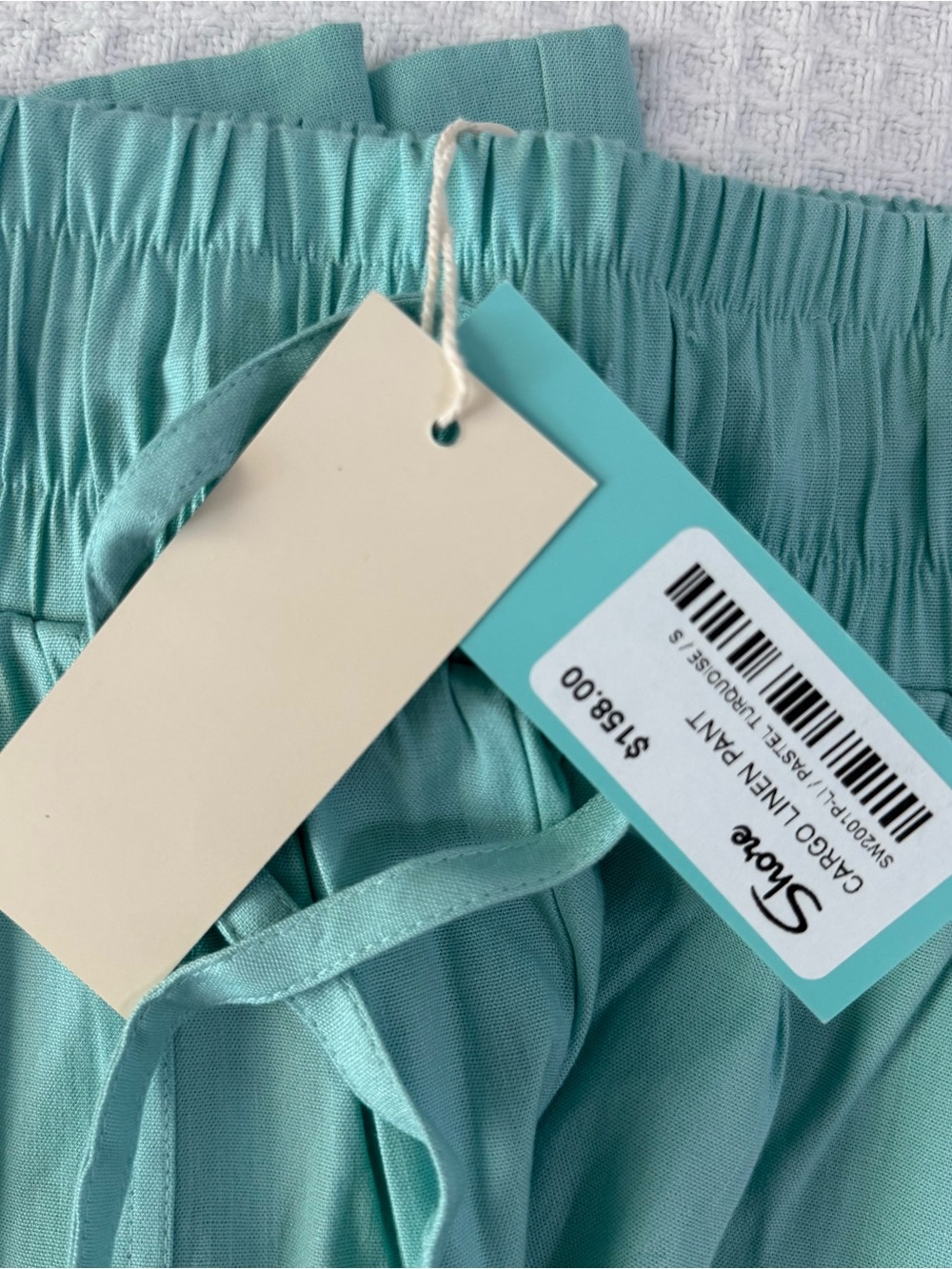 NWT SHORE Linen pants Pastel Turquose - Picture 4 of 6